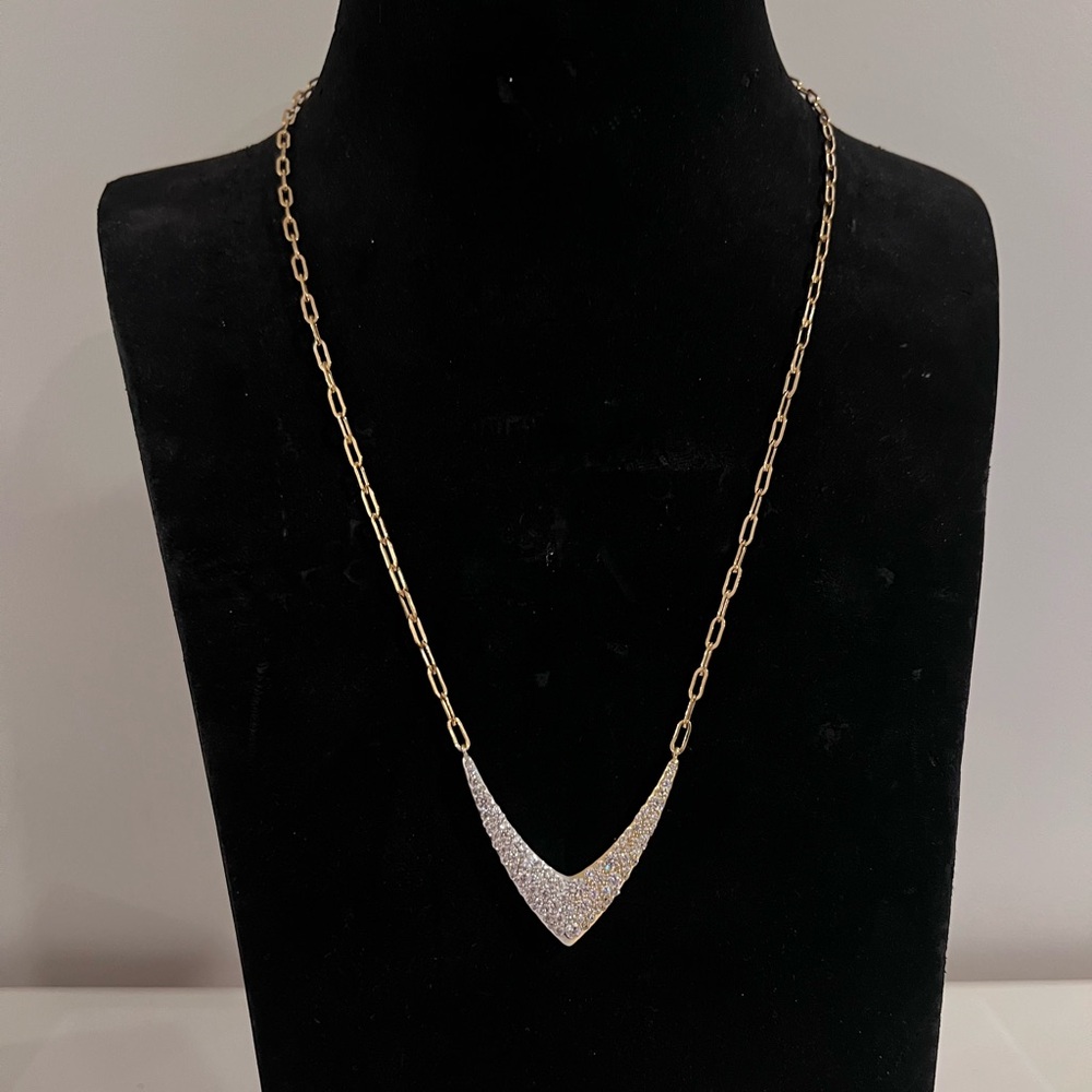 NWT Diamonique Fancy Diamond V Pendant Necklace